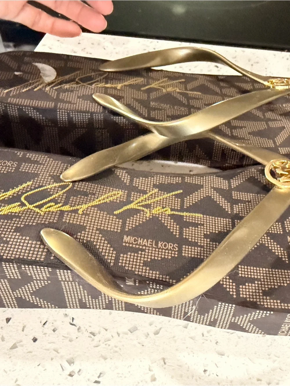 Michael Kors Gold and Black Platform Sandals